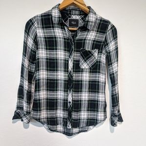 Rails Green White Flannel Button Up Long Sleeve XS